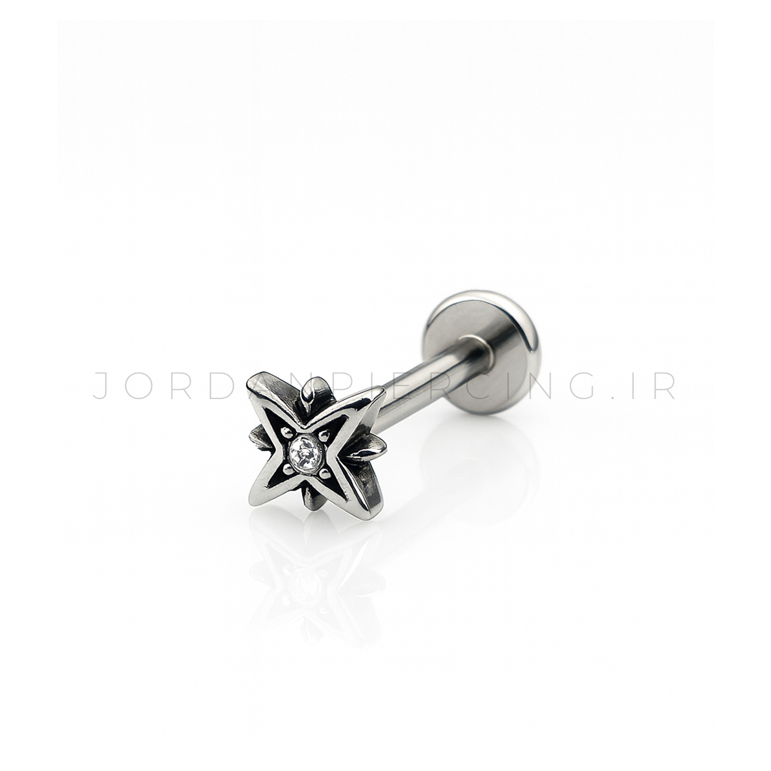 پیرسینگ استیل پشت تخت طرح ستاره سیاه قلم
